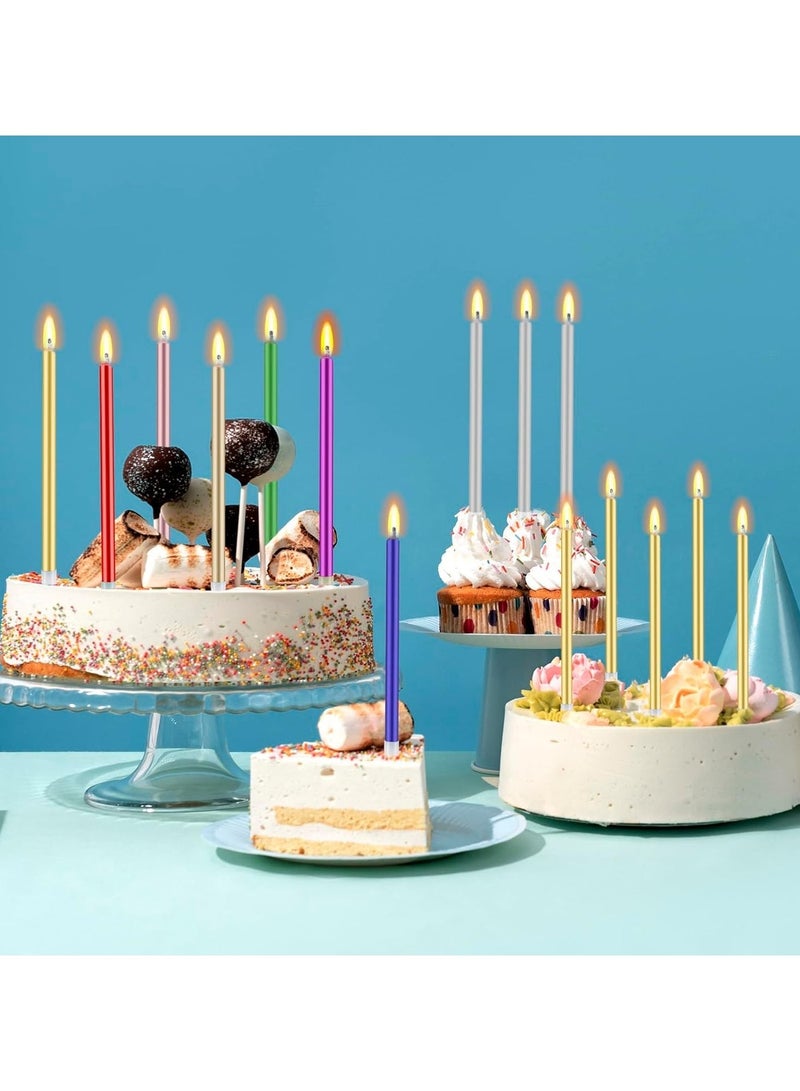 6 قطع شموع كعكة عيد الميلاد فضية اللون بطول 12 سم لتزيين حفلات أعياد الميلاد وحفلات الزفاف وحفلات استقبال المولود الجديد - Image 4